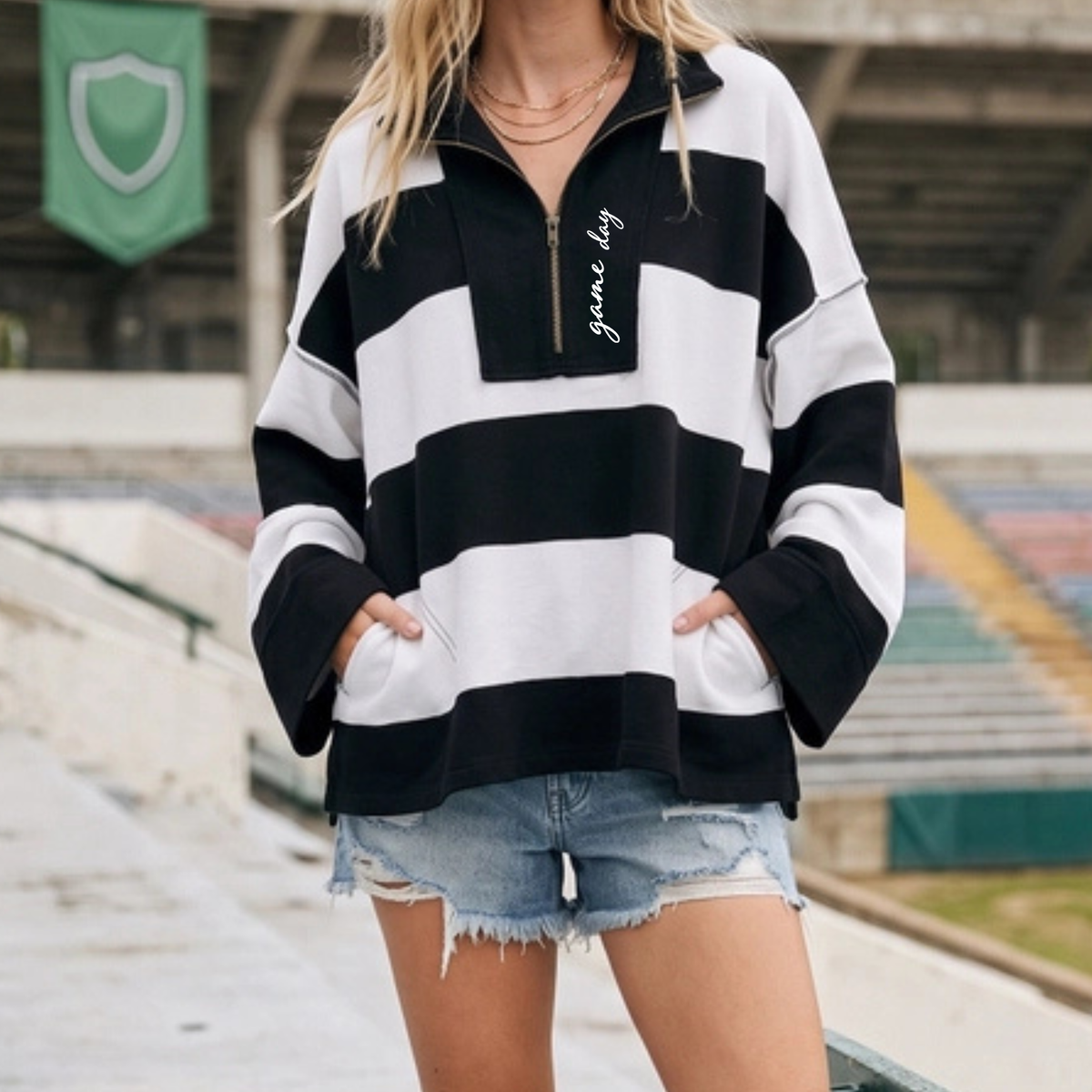 Adult Oversized Game Day Quarter-Zip