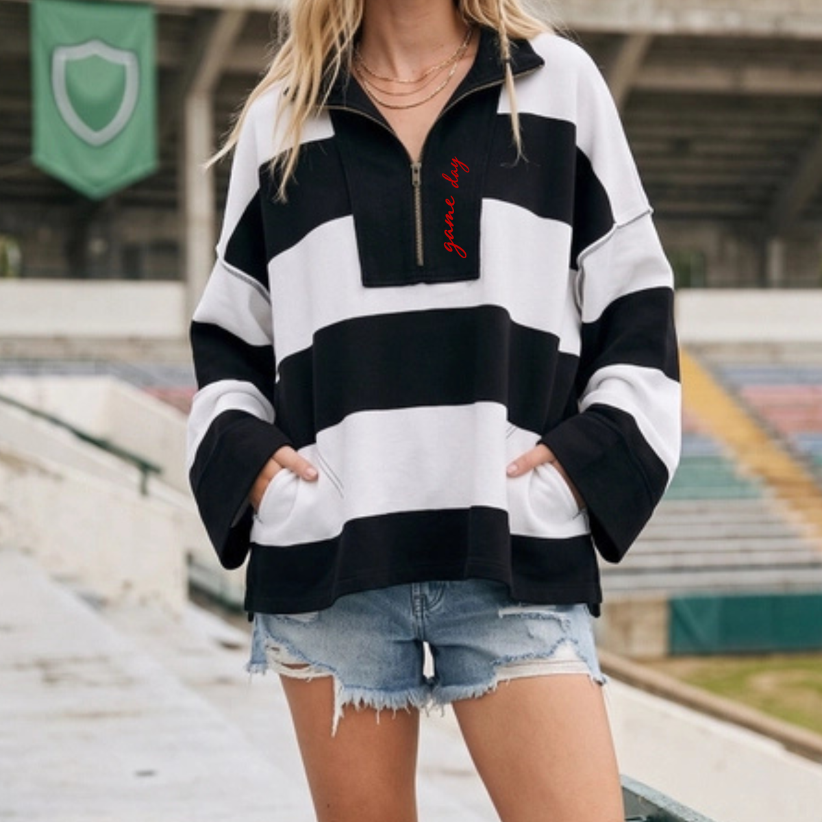Adult Oversized Game Day Quarter-Zip